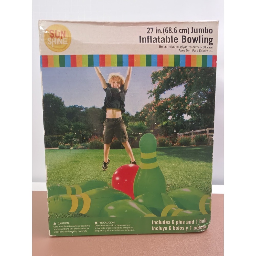 Sealed New My Sun Shine 27" Jumbo Inflatable Bowling Ball Pins Set Outdoor Game